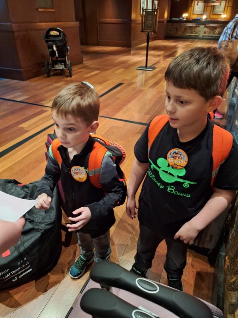 Picture of the kids getting a special surprise from Lightning McQueen.